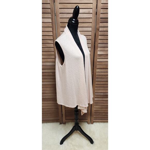 Green Envelope 2X Pink Vest Asymmetric Sleeveless Cardigan Open Front Draped - Picture 2 of 7